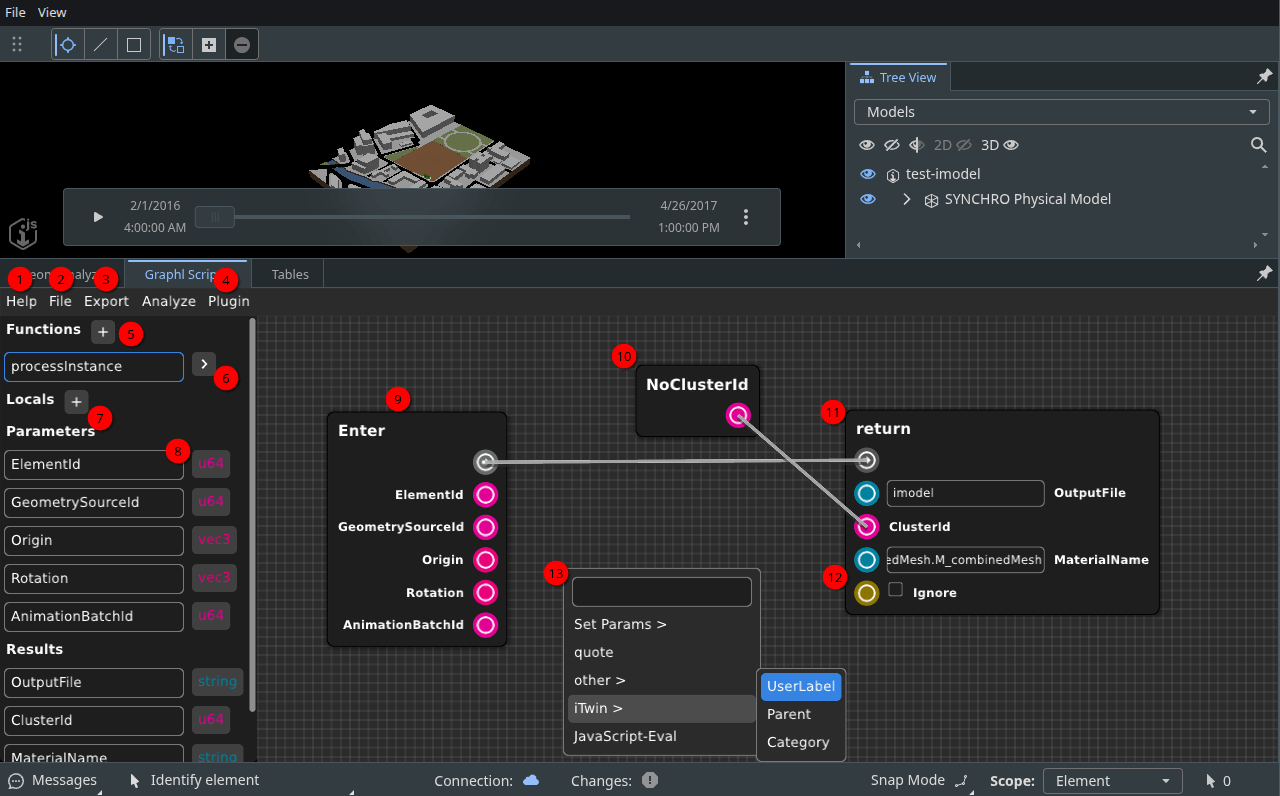 The graphl scripting interface in Twin Sync Studio