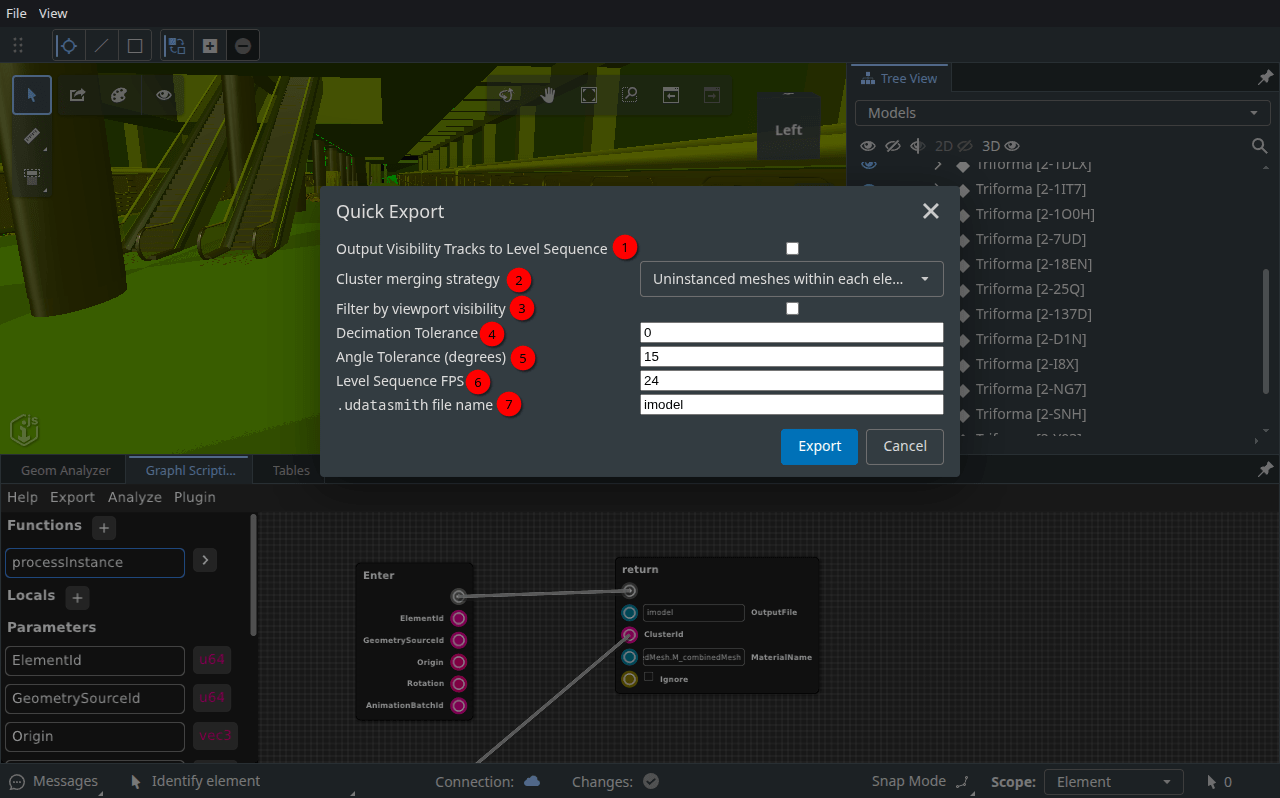 The quick export dialog in Twin Sync Studio